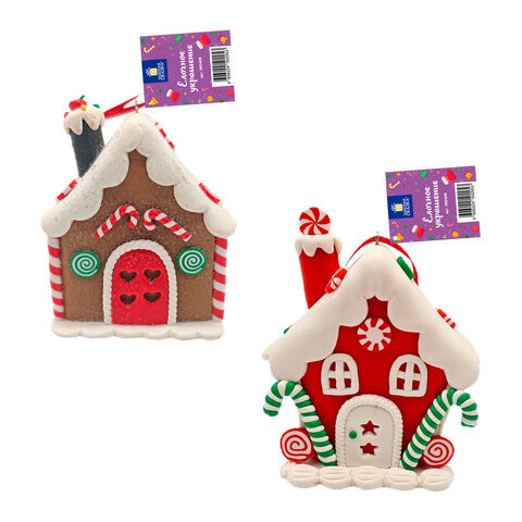 Украшение елочное (1шт) "Пряничный домик", 9х10см, полимерная глина, ассорти, ЗОЛОТАЯ СКАЗКА, 592409 по низкой цене оптом Украшение елочное (1шт) "Пряничный домик", 9х10см, полимерная глина, ассорти, ЗОЛОТАЯ СКАЗКА, 592409 по низкой цене оптом