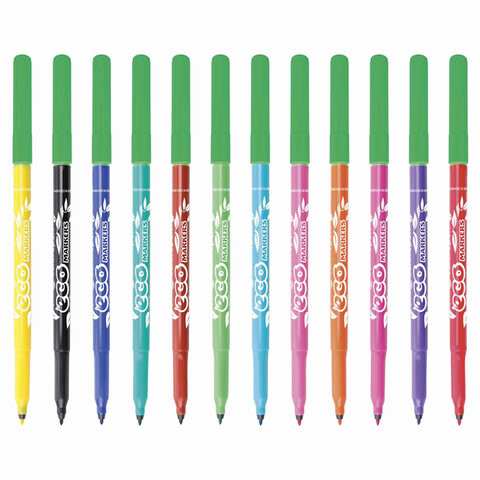 Фломастеры 12 ЦВЕТОВ CENTROPEN "ECO Markers", смываемые, вентилируемый колпачок, 2560/12KK, 7 2560 1201 по низкой цене оптом 