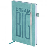 Ежедневник недатированный А5 138х213мм BRAUBERG "BeStyle", под кожу, резинка, держатель, 160л, сине-зеленый, 116218