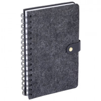 Ежедневник недатированный А5 135х210мм BRAUBERG "Felt" на гребне, войлок, кнопка 160л, черный, 117132