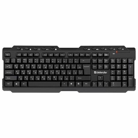 Клавиатура беспроводная DEFENDER Element HB-195 RU,USB, 114 клавиш, черная, 45195 по низкой цене оптом Краснодар, Москва, Уфа, Казань, Барнаул, Владивосток, Хабаровск, Сахалин, Красноярск, Екатеренбург, 