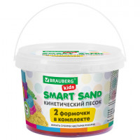 Песок для лепки кинетический BRAUBERG KIDS, красный, 500 г, 2 формочки, ведерко, 665093