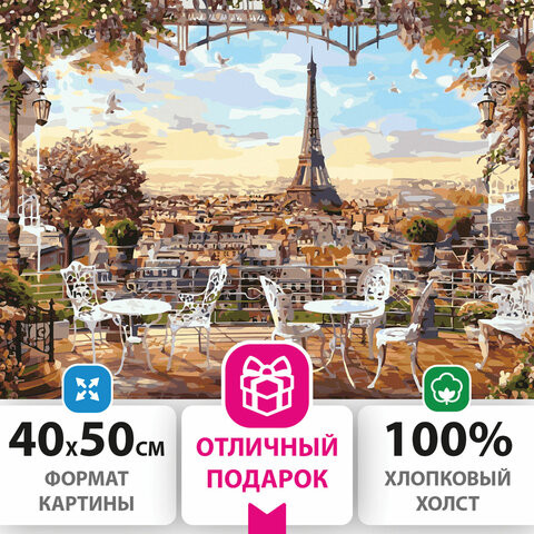 Картина по номерам 40х50 см ОСТРОВ СОКРОВИЩ "Париж", на подрамнике, акриловые краски, 3 кисти, 662466 по низкой цене оптом 