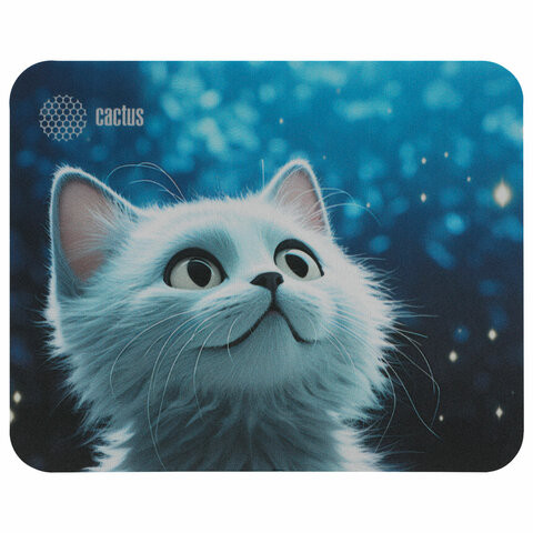 Коврик для мыши CACTUS White Cat, 220x180x2мм, CS-MP-P06XS по низкой цене оптом Краснодар, Москва, Уфа, Казань, Барнаул, Владивосток, Хабаровск, Сахалин, Красноярск, Екатеренбург, 