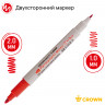 Маркер перманентный двухсторонний Crown "Multi Marker Twin" красный, пулевидный, 2мм/1мм по низкой цене оптом Краснодар, Москва, Уфа, Казань, Барнаул, Владивосток, Хабаровск, Сахалин, Красноярск, Екатеренбург, 