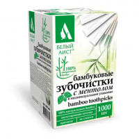 Зубочистки с ментолом бамбуковые 1000шт в индивидуальной упаковке, БЕЛЫЙ АИСТ, 607569, 85