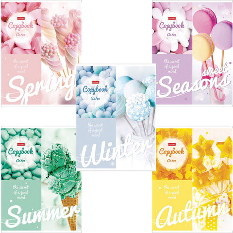 Тетрадь А5, 80 л., HATBER, скоба, клетка, "Sweet seasons" (5 видов), 80Т5В1 по низкой цене оптом 