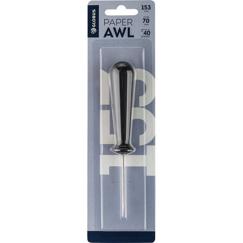 Шило канцелярское, общая длина 150 мм, диаметр иглы 3 мм, ручка черная, блистер, GLOBUS, ШБ-01 по низкой цене оптом 