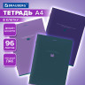 Тетрадь А4, 96 л., BRAUBERG, скоба, клетка, глянцевый лак, Monocolor, (микс в спайке), 405322 по низкой цене оптом 