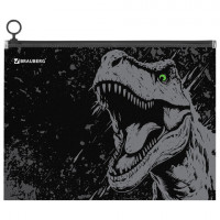 Папка для тетрадей BRAUBERG А4, 1 отделение, пластик, на zip-lock молнии, Scary dino, 273321
