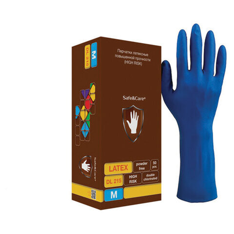 Перчатки латексные смотровые 25 пар (50шт) сверхпрочные р M(средний) S&C High Risk DL по низкой цене оптом 