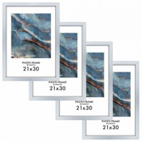 Рамка 21*30см небьющаяся, КОМПЛЕКТ 4шт, багет 16 мм, МДФ, BRAUBERG "Basic", белая, 391258