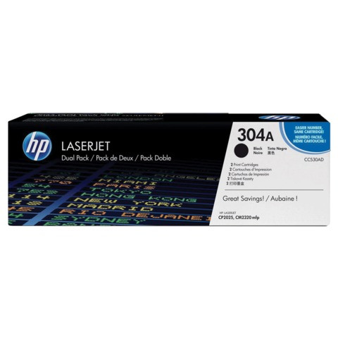 Картридж лазерный HP (CC530AD) ColorLaserJet CP2025/CM2320, черный, КОМПЛЕКТ 2 шт., оригинальный, ресурс 2х3500 страниц по низкой цене оптом 