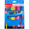 Карандаши цветные MAPED (Франция) "Color'Peps Star", 18 цветов, трехгранные, заточенные, европодвес, 183218 по низкой цене оптом 