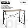 Стол на металлокаркасе BRABIX "LOFT CD-002", 1000х500х750 мм, складной, цвет дуб натуральный, 641214 по низкой цене оптом 