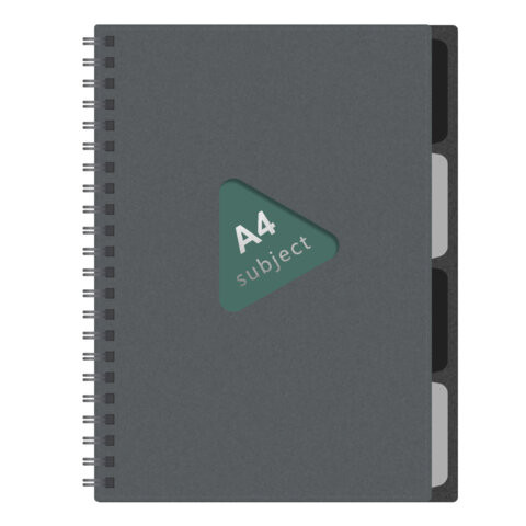 Тетрадь обложка пластик, А4 80л. гребень, 4 съемных разделителя, клетка, BRAUBERG, серый, 405365 по низкой цене оптом 