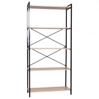 Стеллаж BRABIX "SMART SH-004", 790х360х1950 мм, ЛОФТ, 5 полок, металл/ЛДСП бунратти, каркас черный, 641944