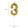 Свеча-цифра для торта "3" золотая с глиттером, 6 см, ЗОЛОТАЯ СКАЗКА, на шпажке, в блистере, 591416