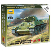 Модель для сборки ТАНК "Средний советский Т-34/76 образца 1940", масштаб 1:100, ЗВЕЗДА, 6101