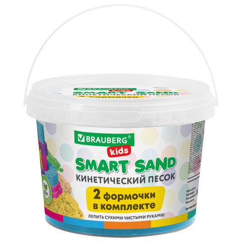 Песок для лепки кинетический BRAUBERG KIDS, синий, 500 г, 2 формочки, ведерко, 665095 по низкой цене оптом 