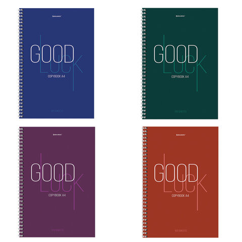 Тетрадь А4, 120 л., BRAUBERG, гребень, клетка, обложка твердая, "Good Luck", 404074 по низкой цене оптом 