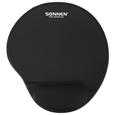 Коврик для мыши с подушкой под запястье SONNEN, полиуретан + лайкра, 250х220х20мм, черный, 513299 по низкой цене оптом Краснодар, Москва, Уфа, Казань, Барнаул, Владивосток, Хабаровск, Сахалин, Красноярск, Екатеренбург, 