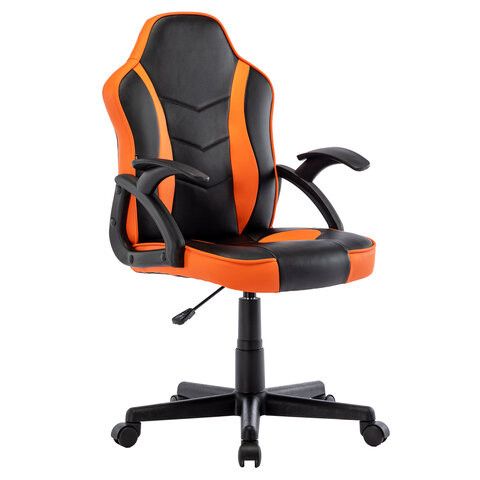 Кресло компьютерное BRABIX "Shark GM-203", экокожа, черное/оранжевое, 532513 по низкой цене оптом 