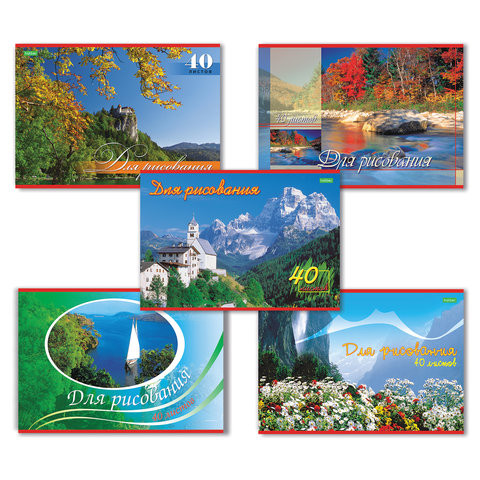 Альбом для рисования, А4, 40 листов, обложка картонная, HATBER VK, 205х290 мм, "Ландшафты Европы", 40А4С, A69899