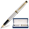 Ручка подарочная перьевая WATERMAN "Expert 3 Stainless Steel GT", серебристый корпус, позолоченные детали, синяя, S0951940 по низкой цене оптом Краснодар, Москва, Уфа, Казань, Барнаул, Владивосток, Хабаровск, Сахалин, Красноярск, Екатеренбург, 