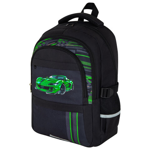 Рюкзак BRAUBERG VIBE, 2 отделения, 5 карманов, "Green car", 40х28х14 см, 272088 по низкой цене оптом 