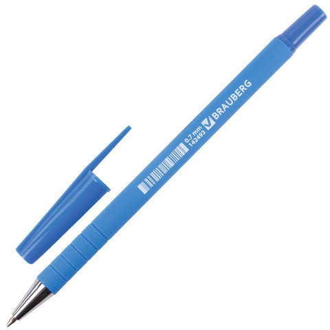 Ручка шариковая BRAUBERG "Capital blue", СИНЯЯ, корпус soft-touch голубой, узел 0,7 мм, линия письма 0,35 мм, 142493 по низкой цене оптом Краснодар, Москва, Уфа, Казань, Барнаул, Владивосток, Хабаровск, Сахалин, Красноярск, Екатеренбург, 
