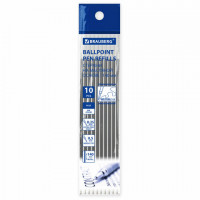 Стержни шариковые масляные BRAUBERG "WRITING 3.0", мягкое письмо, 140 мм, КОМПЛЕКТ 10 ШТ, СИНИЕ, игольчатый узел 0,5 мм, 170414