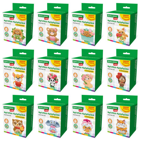 ФИГУРКА-ОТКРЫТКА ИЗ ГИПСА, с красками и кистью для росписи, ассорти, BRAUBERG KIDS, к, 666011 по низкой цене оптом 