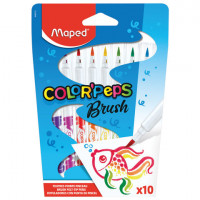 Фломастеры MAPED (Франция) "Color'Peps Brush" 10 цветов, наконечник-кисть, суперсмываемые, 848010