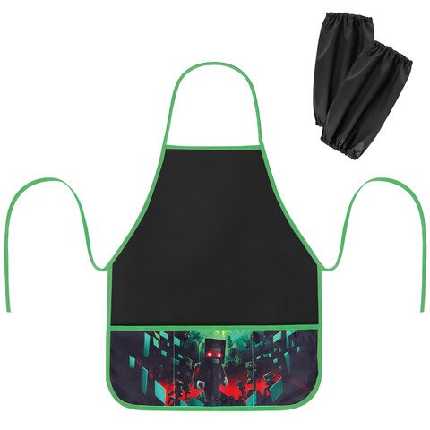 Фартук с нарукавниками для уроков труда BRAUBERG, 3 кармана, 46x54 см, Night warrior, 273640 по низкой цене оптом Фартук с нарукавниками для уроков труда BRAUBERG, 3 кармана, 46x54 см, Night warrior, 273640 по низкой цене оптом