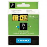Картридж для принтеров этикеток DYMO D1, 24 мм х 7 м, лента пластиковая, чёрный шрифт, желтый фон, S0720980