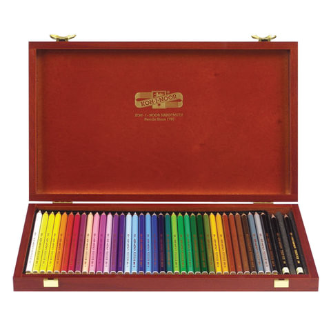Карандаши цветные KOH-I-NOOR "Polycolor", 36 цветов, грифель 3,8 мм, заточенные, деревянный ящик, 3895036001DK по низкой цене оптом 
