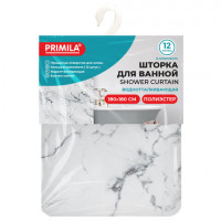 Шторка для ванной ПОЛИЭСТЕР, 180х180см, кольца в комплекте, БЕЛЫЙ МРАМОР, PRIMILA, 700079