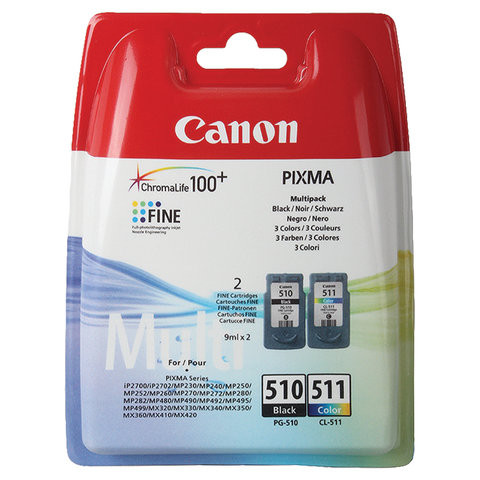 Картридж струйный CANON (PG-510/CL-511) PIXMA MP240/250/260/MX320, черный и цветной, 264 страниц, оригинальный, 2970B010 по низкой цене оптом 