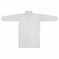 Халат одноразовый белый на липучке КОМПЛЕКТ 10 шт., 4XL 110 см, резинка, 30 г/м2, ОПТИТИТРЕЙД