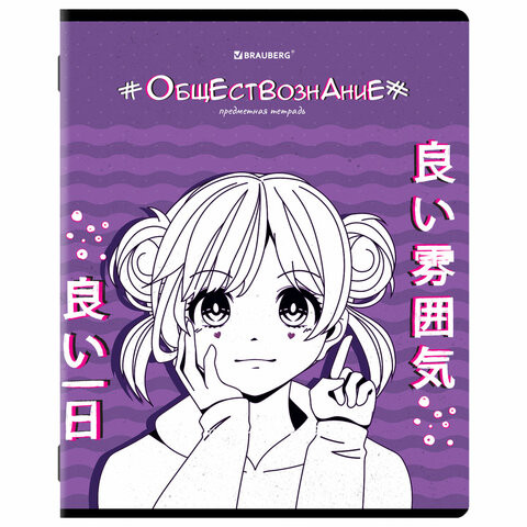 Тетрадь предметная "ANIME" 48л, глянцевый лак, ОБЩЕСТВОЗНАНИЕ, клетка, BRAUBERG, 404533 по низкой цене оптом 