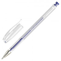 Ручка гелевая BRAUBERG "EXTRA", СИНЯЯ, корпус прозрачный, узел 0,5 мм, линия 0,35 мм, 143902