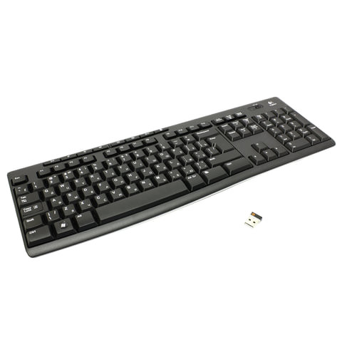 Клавиатура беспроводная LOGITECH K270, 104 клавиши + 8 дополнительных клавиш, мультимедийная, черная, 920-003757 по низкой цене оптом Краснодар, Москва, Уфа, Казань, Барнаул, Владивосток, Хабаровск, Сахалин, Красноярск, Екатеренбург, 