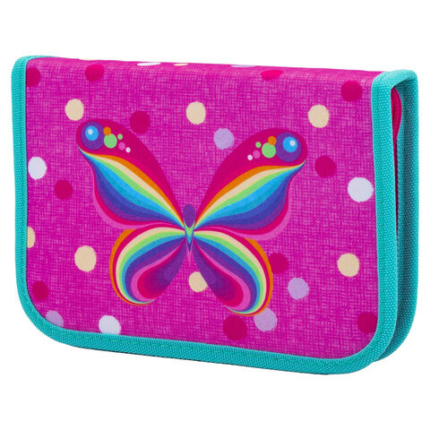Пенал TIGER FAMILY 1 отделение, 1 откидная планка, ткань, "Rainbow Butterfly", 20х14х4 см, 228885, TGNQ-008C1E по низкой цене оптом 