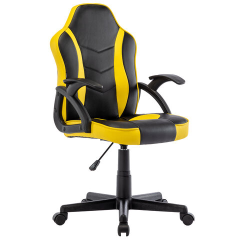 Кресло компьютерное BRABIX "Shark GM-203", экокожа, черное/желтое, 532514 по низкой цене оптом 