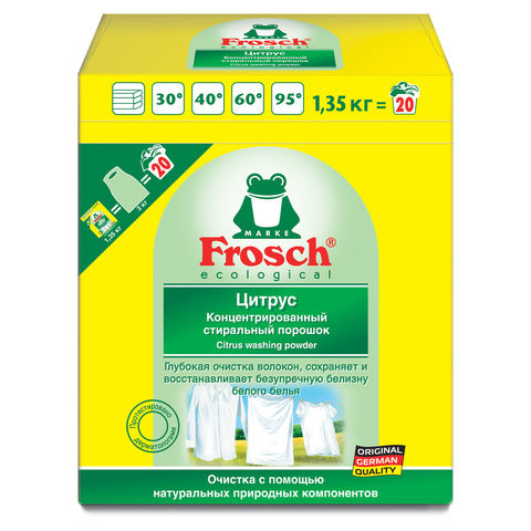 Стиральный порошок 1,35 кг FROSCH "Цитрус" (Германия), концентрат, ЭКО, 1404497 по низкой цене оптом 