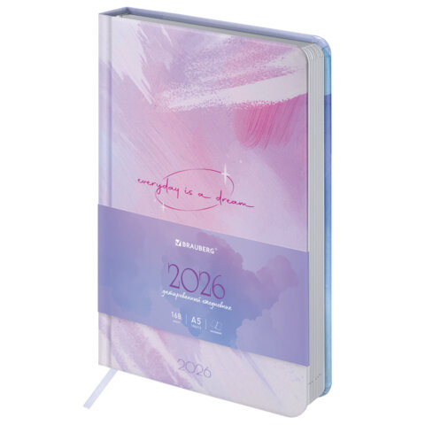 Ежедневник датированный 2026 А5 138x213мм BRAUBERG "Vista", под кожу твердый, "Pale", 117458 по низкой цене оптом 