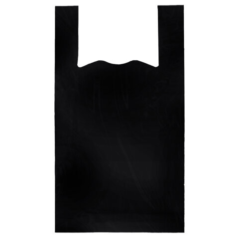 Пакет "майка" КОМПЛЕКТ 100 штук, 24+12х45, ПНД черный, 12 мкм, LAIMA, 700786