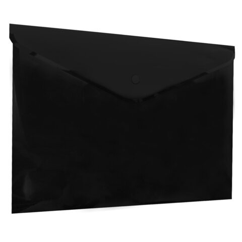 Папка-конверт с кнопкой прозрачная А4 BRAUBERG UNIVERSAL, до 100 листов, черная, 0,15 мм, 273072 по низкой цене оптом 