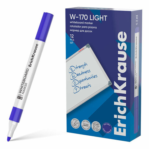 Маркер для доски ERICH KRAUSE "W-170 Light", СИНИЙ, круглый наконечник, 2,5 мм, 63568 по низкой цене оптом Маркер для доски ERICH KRAUSE "W-170 Light", СИНИЙ, круглый наконечник, 2,5 мм, 63568 по низкой цене оптом